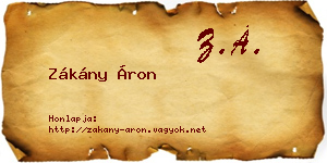 Zákány Áron névjegykártya